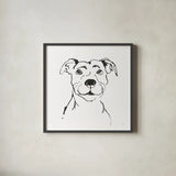 Line Dog Pitbull I by Chris Paschke. Shown in a sleek black glass frame for a contemporary gallery look. Available as an archival giclee rolled canvas, fine art paper, or poster print. SKU 63686a.