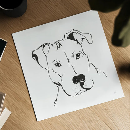 Line Dog Pitbull II by Chris Paschke. Shown as a detailed flat fine art print, highlighting archival giclee quality. Available as an archival giclee rolled canvas, fine art paper, or poster print. SKU 63687a.
