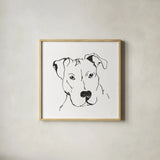 Line Dog Pitbull II by Chris Paschke. Shown in a natural wood glass frame for a timeless modern aesthetic. Available as an archival giclee rolled canvas, fine art paper, or poster print. SKU 63687a.
