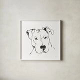 Line Dog Pitbull II by Chris Paschke. Shown in a crisp white glass frame for a clean and minimalist style. Available as an archival giclee rolled canvas, fine art paper, or poster print. SKU 63687a.