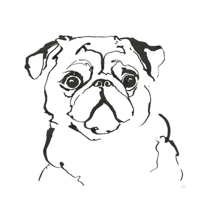 Line Dog Pug I by Chris Paschke. SKU 63554a. Archival Giclee Fine art print for wall decor.