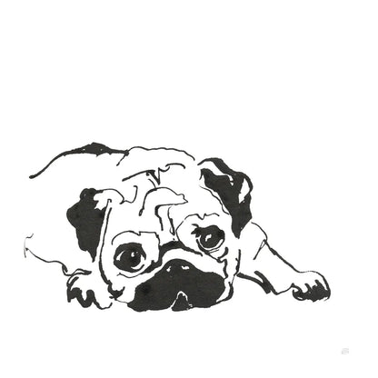 Line Dog Pug II by Chris Paschke. SKU 63555a. Archival Giclee Fine art print for wall decor.