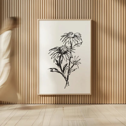 Line Echinacea III by Chris Paschke. shown as over sized large wall art. Available as an archival giclee rolled canvas, fine art paper, or poster print. SKU 64881h.