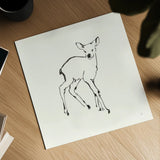 Line Fawn by Chris Paschke. Shown as a detailed flat fine art print, highlighting archival giclee quality. Available as an archival giclee rolled canvas, fine art paper, or poster print. SKU 58328a.