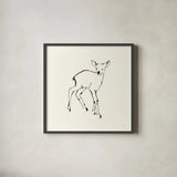 Line Fawn by Chris Paschke. Shown in a sleek black glass frame for a contemporary gallery look. Available as an archival giclee rolled canvas, fine art paper, or poster print. SKU 58328a.