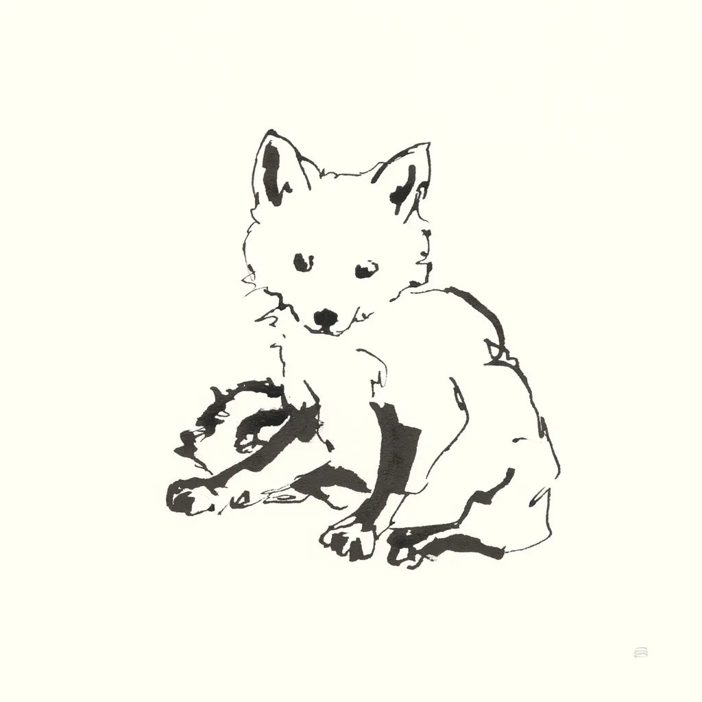 Line Fox by Chris Paschke. SKU 58331a. Archival Giclee Fine art print for wall decor.