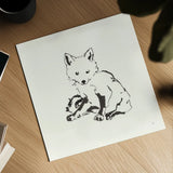Line Fox by Chris Paschke. Shown as a detailed flat fine art print, highlighting archival giclee quality. Available as an archival giclee rolled canvas, fine art paper, or poster print. SKU 58331a.
