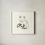 Line Fox by Chris Paschke. Shown in a crisp white glass frame for a clean and minimalist style. Available as an archival giclee rolled canvas, fine art paper, or poster print. SKU 58331a.