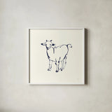 Line Goat Navy by Chris Paschke. Shown in a crisp white glass frame for a clean and minimalist style. Available as an archival giclee rolled canvas, fine art paper, or poster print. SKU 62295a.