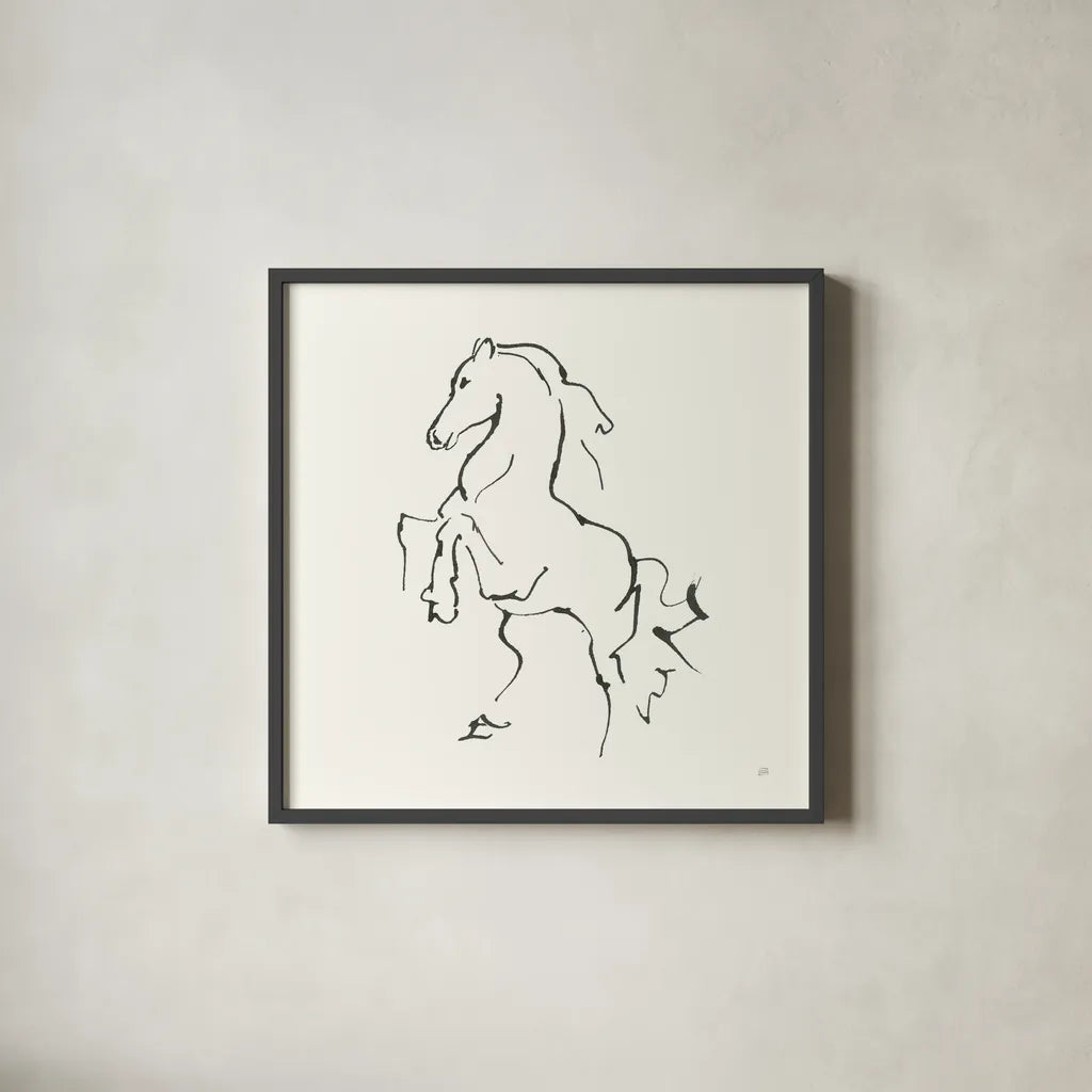 Line Horse I by Chris Paschke. Shown in a sleek black glass frame for a contemporary gallery look. Available as an archival giclee rolled canvas, fine art paper, or poster print. SKU 62489a.