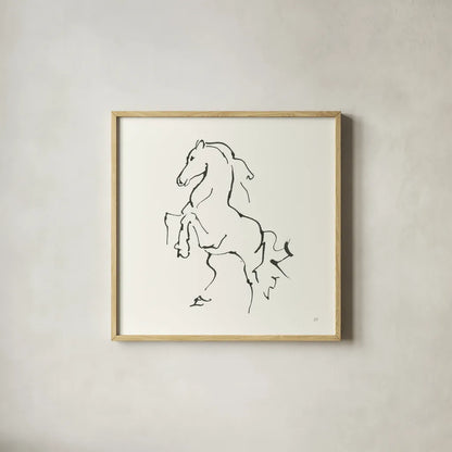 Line Horse I by Chris Paschke. Shown in a natural wood glass frame for a timeless modern aesthetic. Available as an archival giclee rolled canvas, fine art paper, or poster print. SKU 62489a.