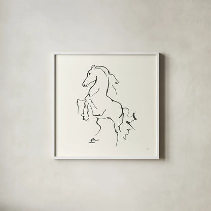 Line Horse I by Chris Paschke. Shown in a crisp white glass frame for a clean and minimalist style. Available as an archival giclee rolled canvas, fine art paper, or poster print. SKU 62489a.