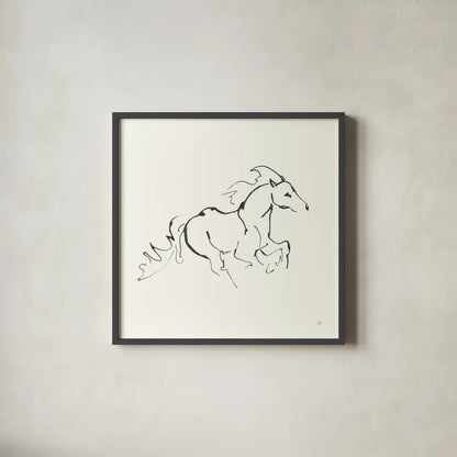 Line Horse II by Chris Paschke. Shown in a sleek black glass frame for a contemporary gallery look. Available as an archival giclee rolled canvas, fine art paper, or poster print. SKU 62490a.