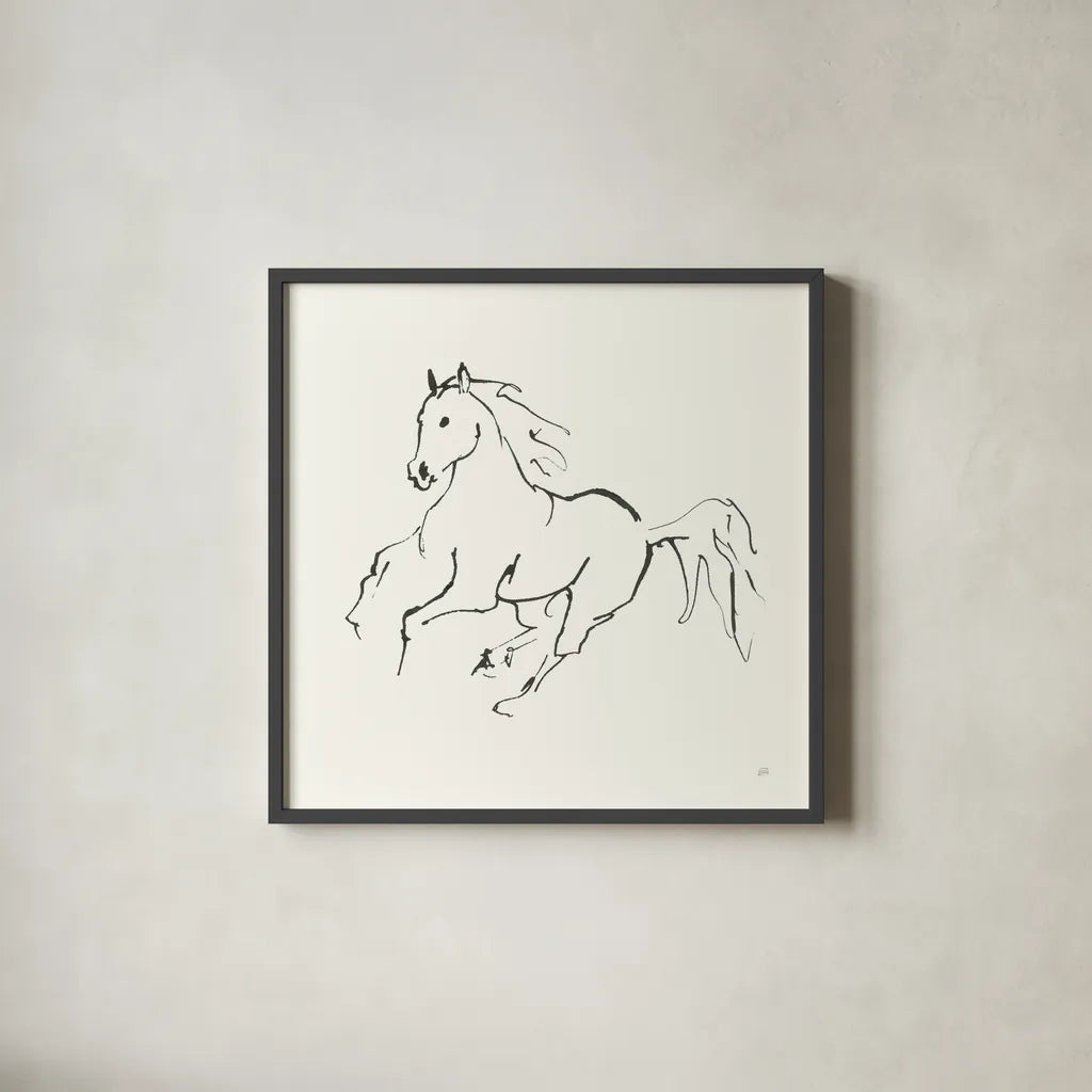Line Horse III by Chris Paschke. Shown in a sleek black glass frame for a contemporary gallery look. Available as an archival giclee rolled canvas, fine art paper, or poster print. SKU 62491a.