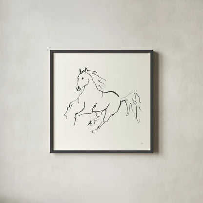 Line Horse III by Chris Paschke. Shown in a sleek black glass frame for a contemporary gallery look. Available as an archival giclee rolled canvas, fine art paper, or poster print. SKU 62491a.