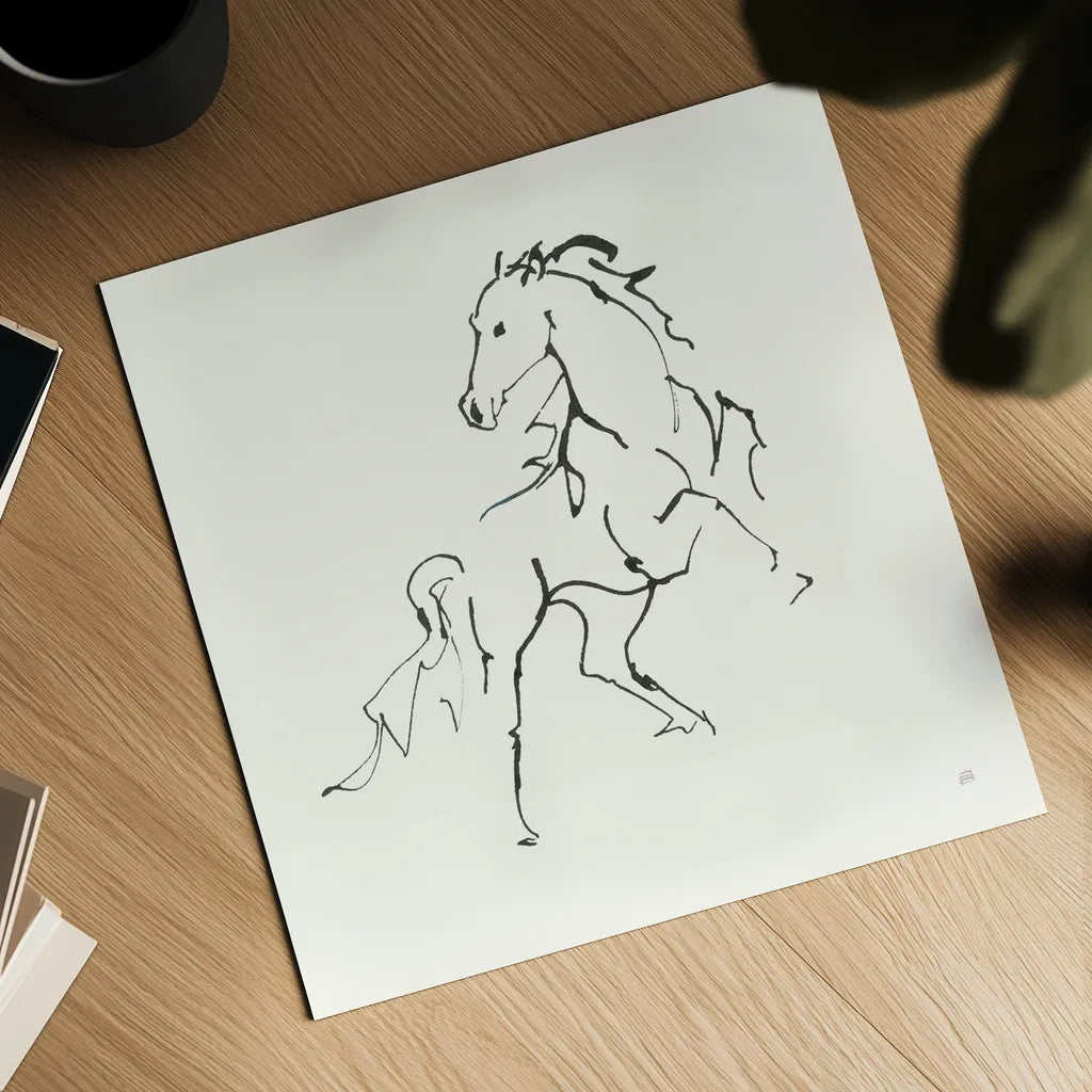 Line Horse IV by Chris Paschke. Shown as a detailed flat fine art print, highlighting archival giclee quality. Available as an archival giclee rolled canvas, fine art paper, or poster print. SKU 62492a.