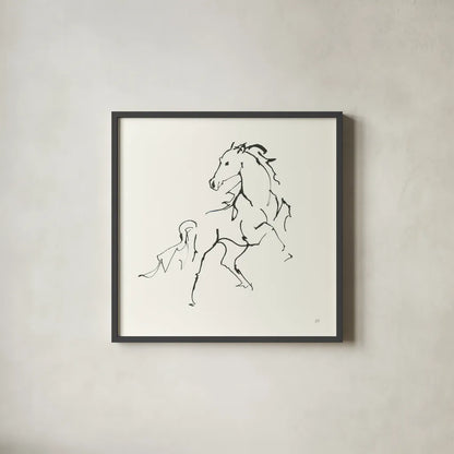 Line Horse IV by Chris Paschke. Shown in a sleek black glass frame for a contemporary gallery look. Available as an archival giclee rolled canvas, fine art paper, or poster print. SKU 62492a.