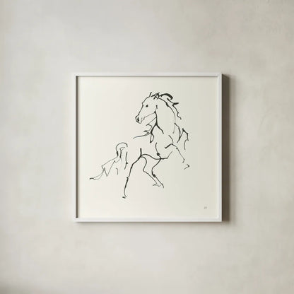Line Horse IV by Chris Paschke. Shown in a crisp white glass frame for a clean and minimalist style. Available as an archival giclee rolled canvas, fine art paper, or poster print. SKU 62492a.