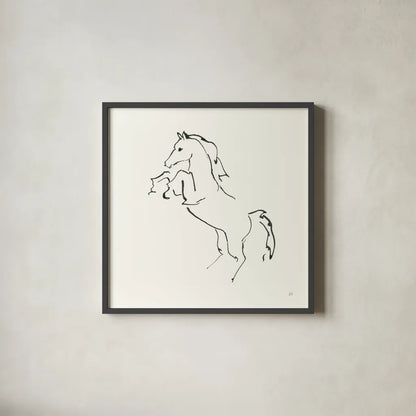 Line Horse IX by Chris Paschke. Shown in a sleek black glass frame for a contemporary gallery look. Available as an archival giclee rolled canvas, fine art paper, or poster print. SKU 62497a.