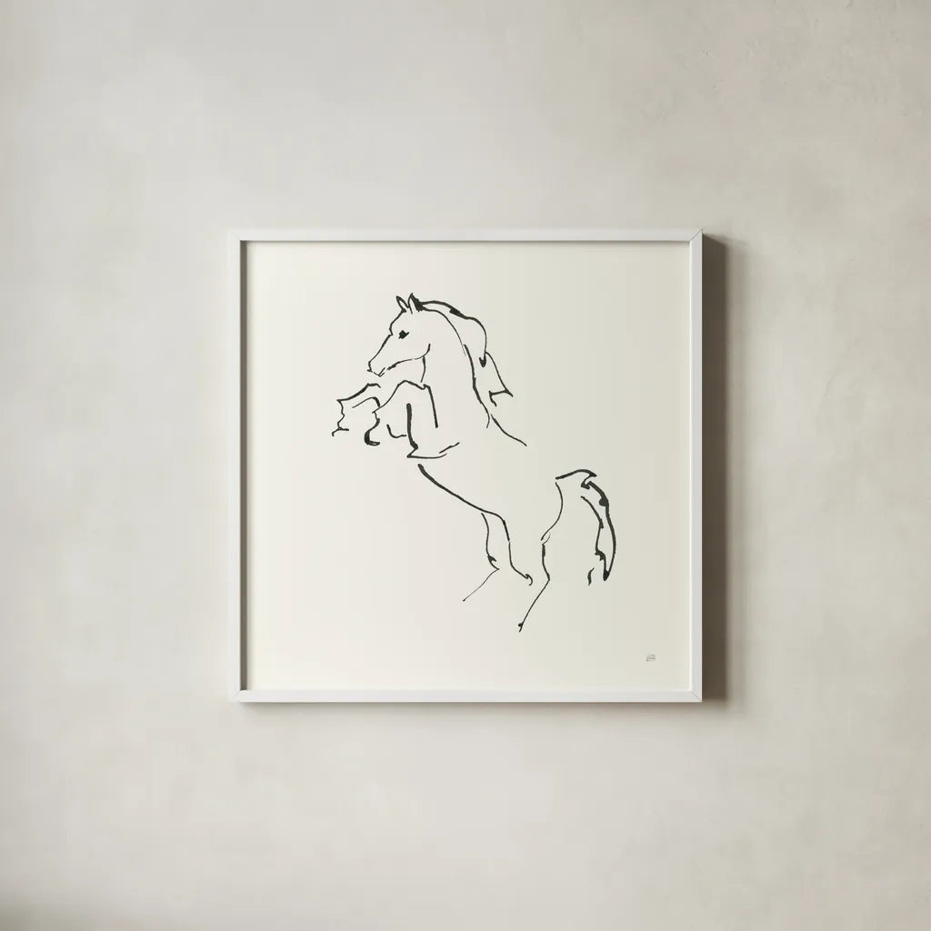 Line Horse IX by Chris Paschke. Shown in a crisp white glass frame for a clean and minimalist style. Available as an archival giclee rolled canvas, fine art paper, or poster print. SKU 62497a.