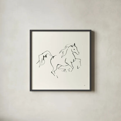 Line Horse V by Chris Paschke. Shown in a sleek black glass frame for a contemporary gallery look. Available as an archival giclee rolled canvas, fine art paper, or poster print. SKU 62493a.