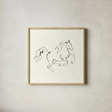 Line Horse V by Chris Paschke. Shown in a natural wood glass frame for a timeless modern aesthetic. Available as an archival giclee rolled canvas, fine art paper, or poster print. SKU 62493a.