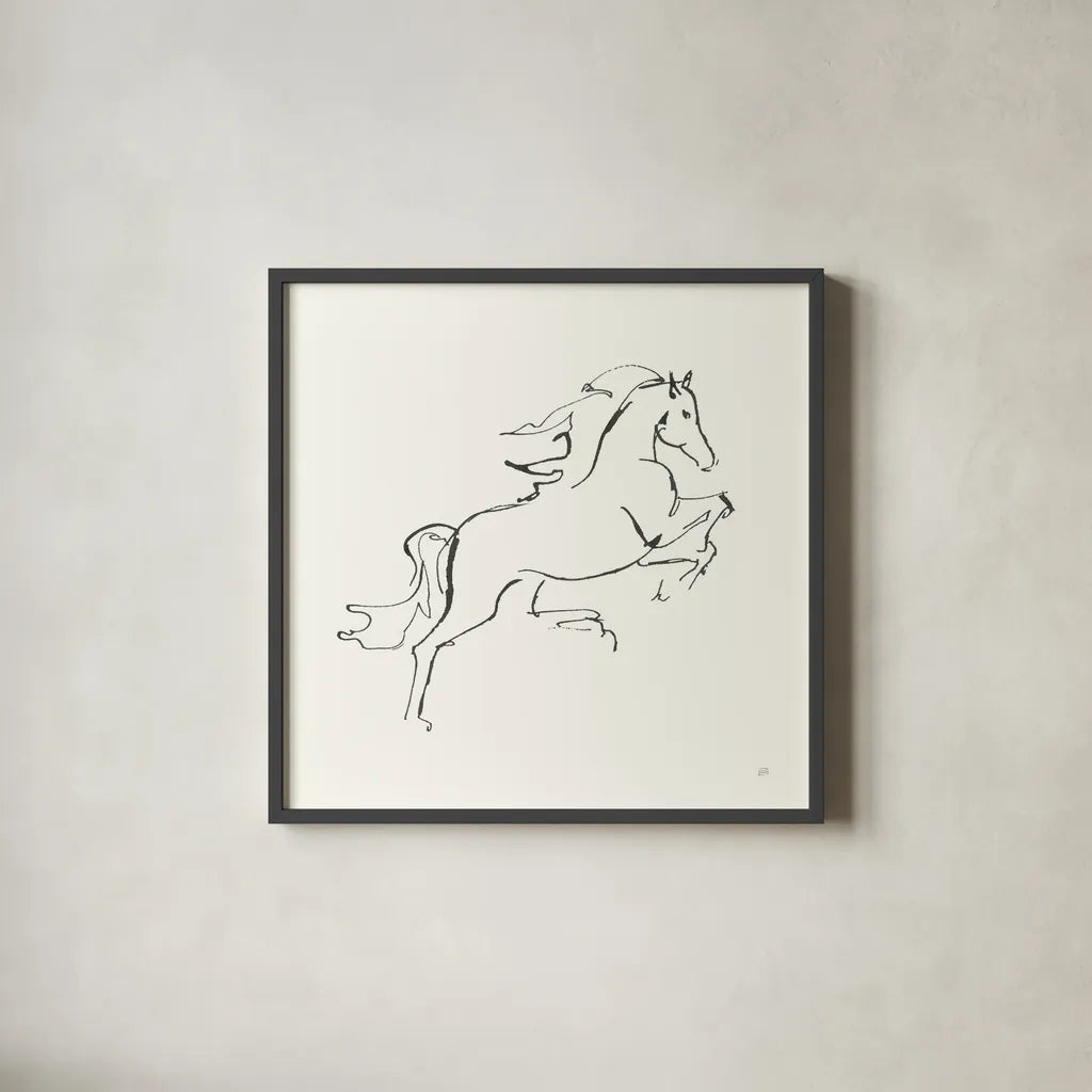 Line Horse VI by Chris Paschke. Shown in a sleek black glass frame for a contemporary gallery look. Available as an archival giclee rolled canvas, fine art paper, or poster print. SKU 62494a.