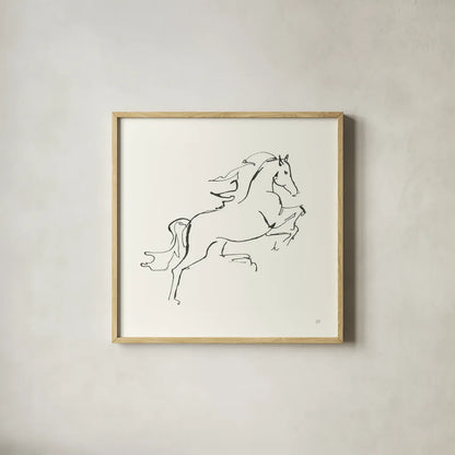 Line Horse VI by Chris Paschke. Shown in a natural wood glass frame for a timeless modern aesthetic. Available as an archival giclee rolled canvas, fine art paper, or poster print. SKU 62494a.