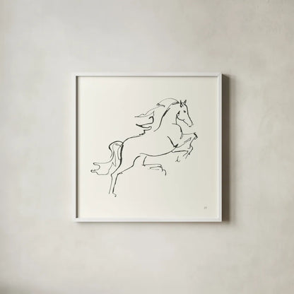 Line Horse VI by Chris Paschke. Shown in a crisp white glass frame for a clean and minimalist style. Available as an archival giclee rolled canvas, fine art paper, or poster print. SKU 62494a.