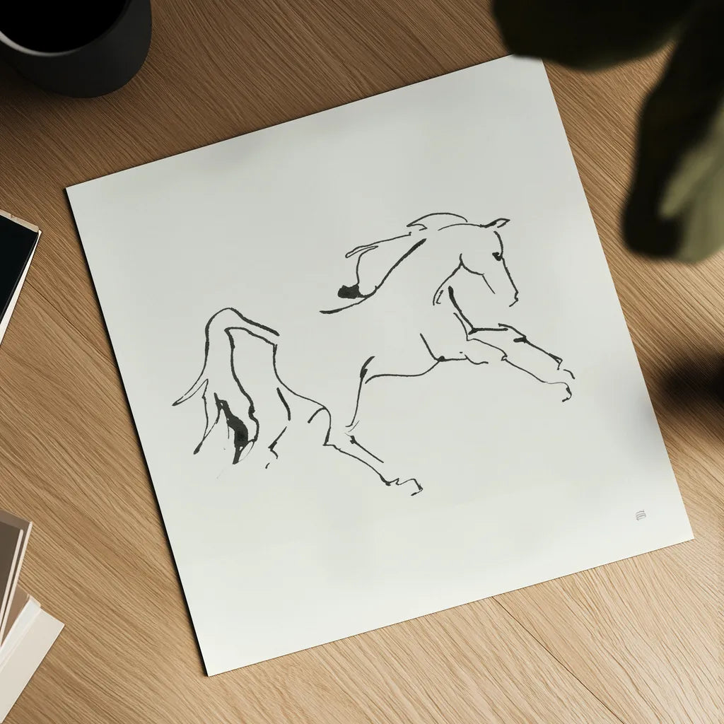 Line Horse VII by Chris Paschke. Shown as a detailed flat fine art print, highlighting archival giclee quality. Available as an archival giclee rolled canvas, fine art paper, or poster print. SKU 62495a.