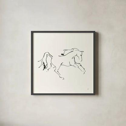 Line Horse VII by Chris Paschke. Shown in a sleek black glass frame for a contemporary gallery look. Available as an archival giclee rolled canvas, fine art paper, or poster print. SKU 62495a.