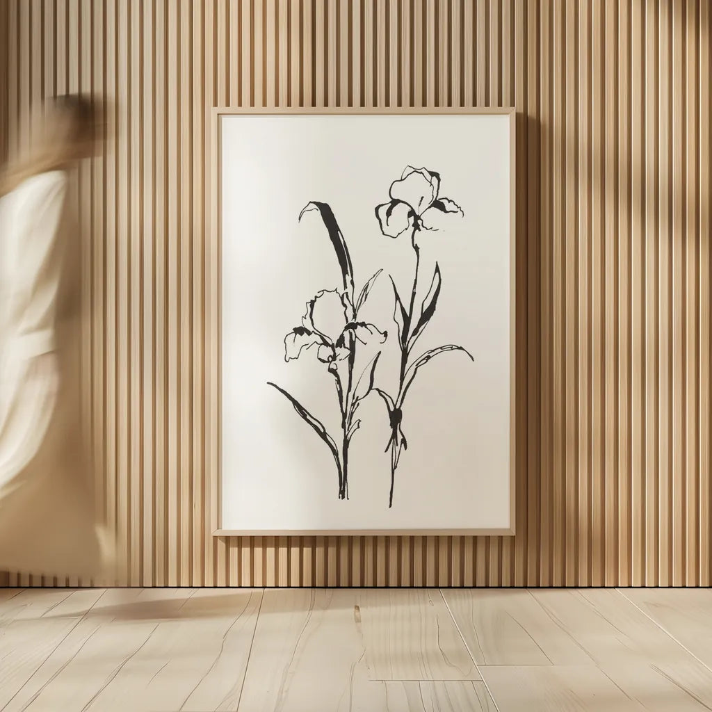 Line Iris I by Chris Paschke. shown as over sized large wall art. Available as an archival giclee rolled canvas, fine art paper, or poster print. SKU 64189h.