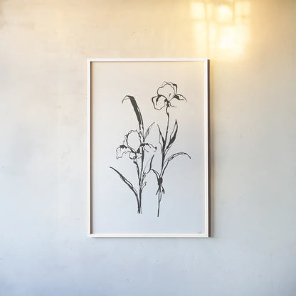 Line Iris I by Chris Paschke. shown as a paper print in a white frame. Available as a archival giclee rolled canvas, fine art paper, or poster print. SKU 64189h.