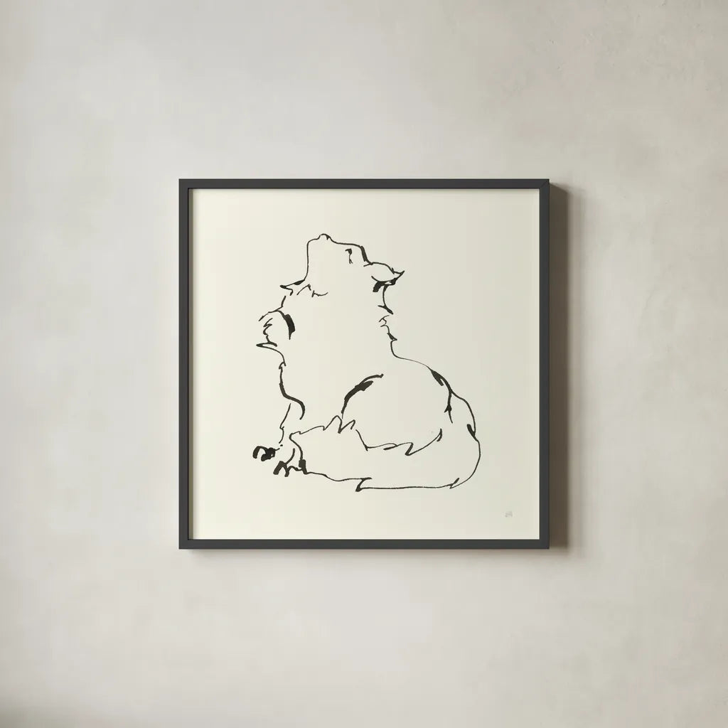 Line Kitten I by Chris Paschke. Shown in a sleek black glass frame for a contemporary gallery look. Available as an archival giclee rolled canvas, fine art paper, or poster print. SKU 58636a.