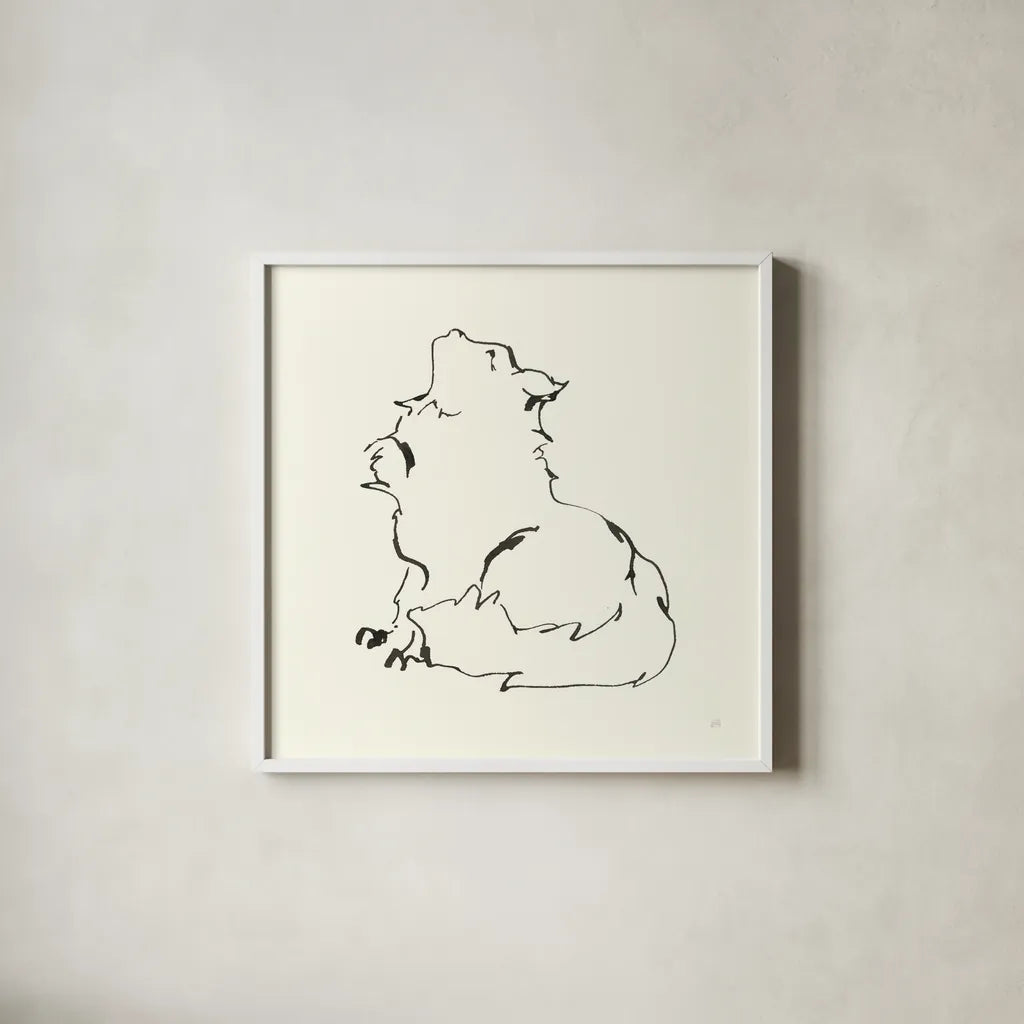 Line Kitten I by Chris Paschke. Shown in a crisp white glass frame for a clean and minimalist style. Available as an archival giclee rolled canvas, fine art paper, or poster print. SKU 58636a.