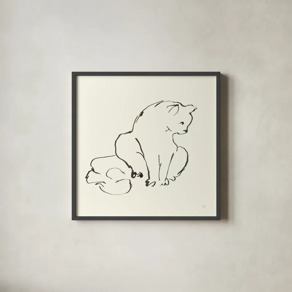 Line Kitten II by Chris Paschke. Shown in a sleek black glass frame for a contemporary gallery look. Available as an archival giclee rolled canvas, fine art paper, or poster print. SKU 58637a.