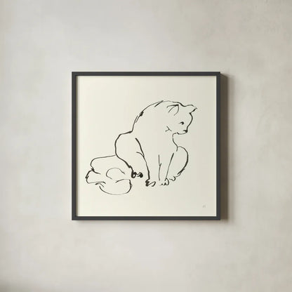 Line Kitten II by Chris Paschke. Shown in a sleek black glass frame for a contemporary gallery look. Available as an archival giclee rolled canvas, fine art paper, or poster print. SKU 58637a.