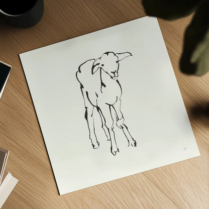 Line Lamb by Chris Paschke. Shown as a detailed flat fine art print, highlighting archival giclee quality. Available as an archival giclee rolled canvas, fine art paper, or poster print. SKU 58327a.