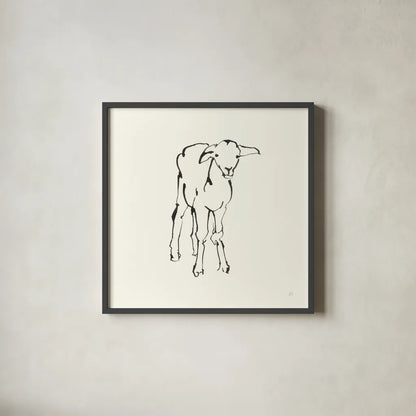 Line Lamb by Chris Paschke. Shown in a sleek black glass frame for a contemporary gallery look. Available as an archival giclee rolled canvas, fine art paper, or poster print. SKU 58327a.