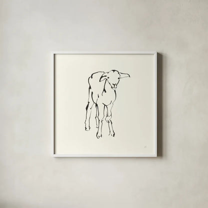 Line Lamb by Chris Paschke. Shown in a crisp white glass frame for a clean and minimalist style. Available as an archival giclee rolled canvas, fine art paper, or poster print. SKU 58327a.