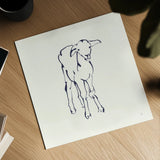 Line Lamb Navy by Chris Paschke. Shown as a detailed flat fine art print, highlighting archival giclee quality. Available as an archival giclee rolled canvas, fine art paper, or poster print. SKU 62296a.
