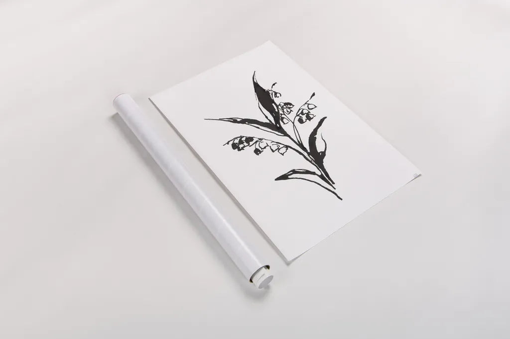 Line Lily of the Valley I by Chris Paschke. shown as a rolled paper print. Available as archival giclee rolled canvas, fine art paper, or poster print. SKU 64184h.