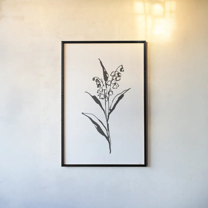 Line Lily of the Valley II by Chris Paschke. shown as a paper print in a black flame. Available as a archival giclee rolled canvas, fine art paper, or poster print. SKU 64185h.
