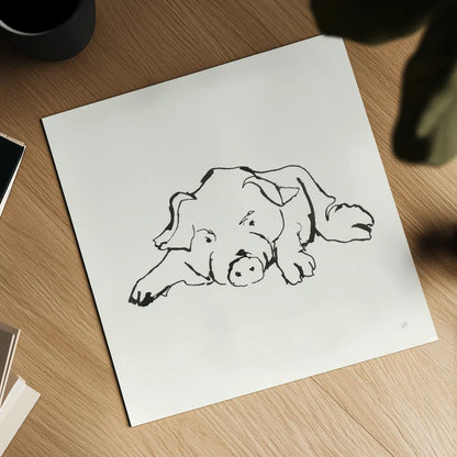 Line Pig I by Chris Paschke. Shown as a detailed flat fine art print, highlighting archival giclee quality. Available as an archival giclee rolled canvas, fine art paper, or poster print. SKU 58319a.