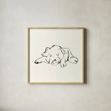Line Pig I by Chris Paschke. Shown in a natural wood glass frame for a timeless modern aesthetic. Available as an archival giclee rolled canvas, fine art paper, or poster print. SKU 58319a.