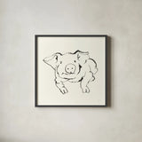 Line Pig II by Chris Paschke. Shown in a sleek black glass frame for a contemporary gallery look. Available as an archival giclee rolled canvas, fine art paper, or poster print. SKU 58320a.