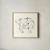 Line Pig II by Chris Paschke. Shown in a natural wood glass frame for a timeless modern aesthetic. Available as an archival giclee rolled canvas, fine art paper, or poster print. SKU 58320a.