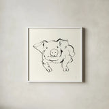 Line Pig II by Chris Paschke. Shown in a crisp white glass frame for a clean and minimalist style. Available as an archival giclee rolled canvas, fine art paper, or poster print. SKU 58320a.