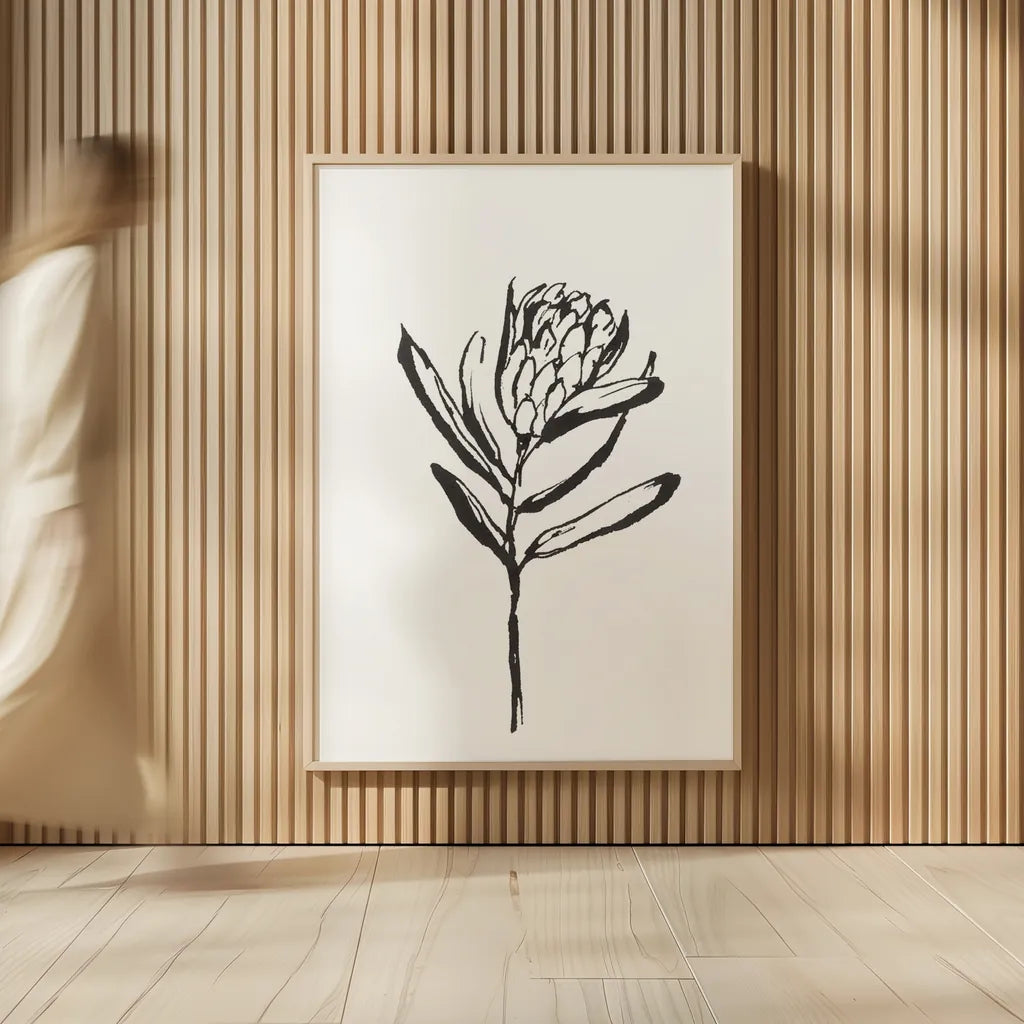 Line Protea I by Chris Paschke. shown as over sized large wall art. Available as an archival giclee rolled canvas, fine art paper, or poster print. SKU 64178h.