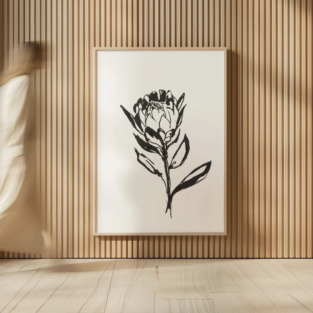 Line Protea II by Chris Paschke. shown as over sized large wall art. Available as an archival giclee rolled canvas, fine art paper, or poster print. SKU 64179h.